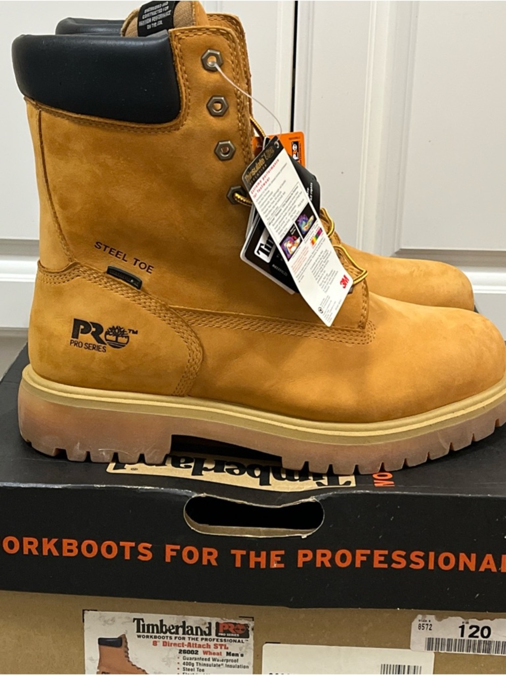 Timberland Pro Series 8 inch steel toe work boots wheat size 12 medium new